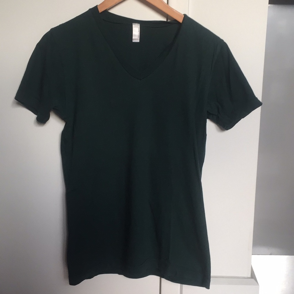 American apparel dark green vneck tshirt